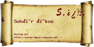 Sohár Ákos névjegykártya